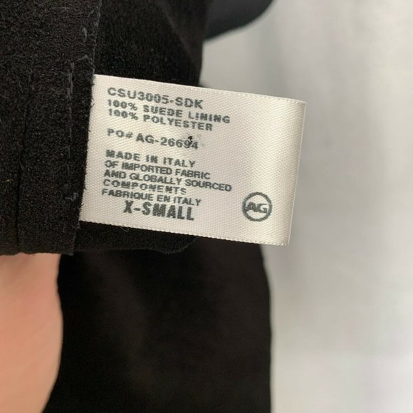 Alexa Chung x AG Walker Coat Embroidered Suede Leather Black XS - Picture 10 of 13